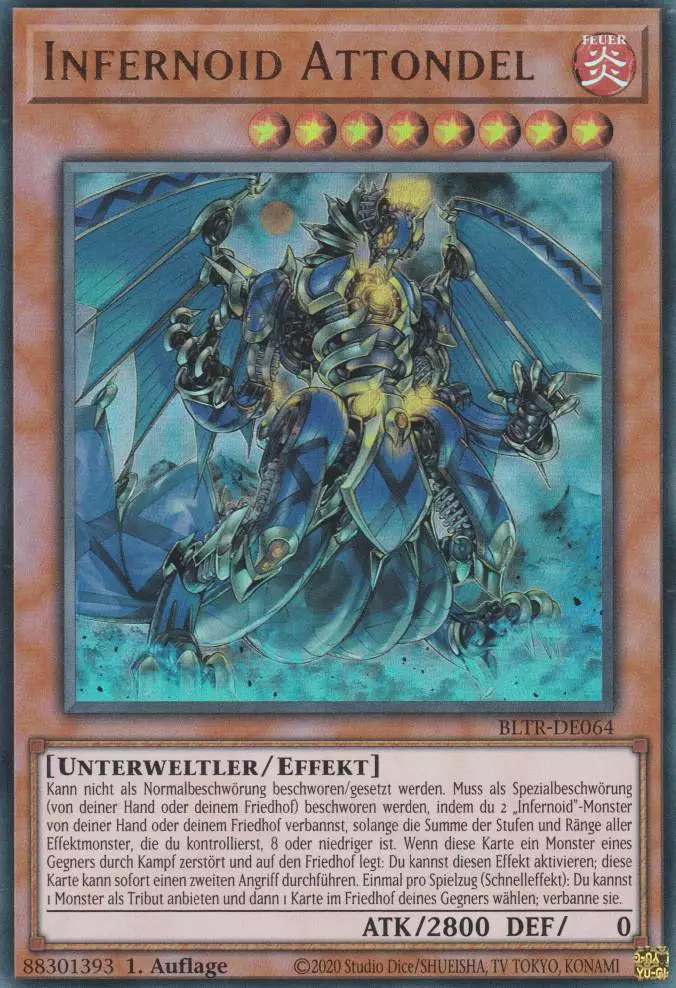 Infernoid Attondel BLTR-DE064 ist in Ultra Rare Yu-Gi-Oh Karte aus Battles of Legend Terminal Revenge 1.Auflage