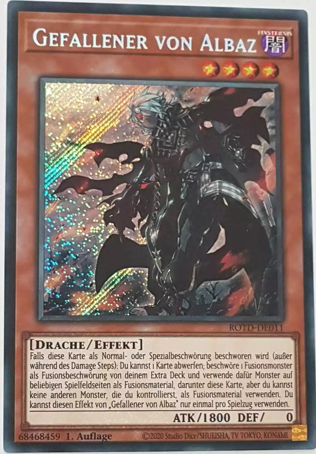 Gefallener von Albaz ROTD-DE011 ist in Secret Rare Yu-Gi-Oh Karte aus Rise of the Duelist 1.Auflage