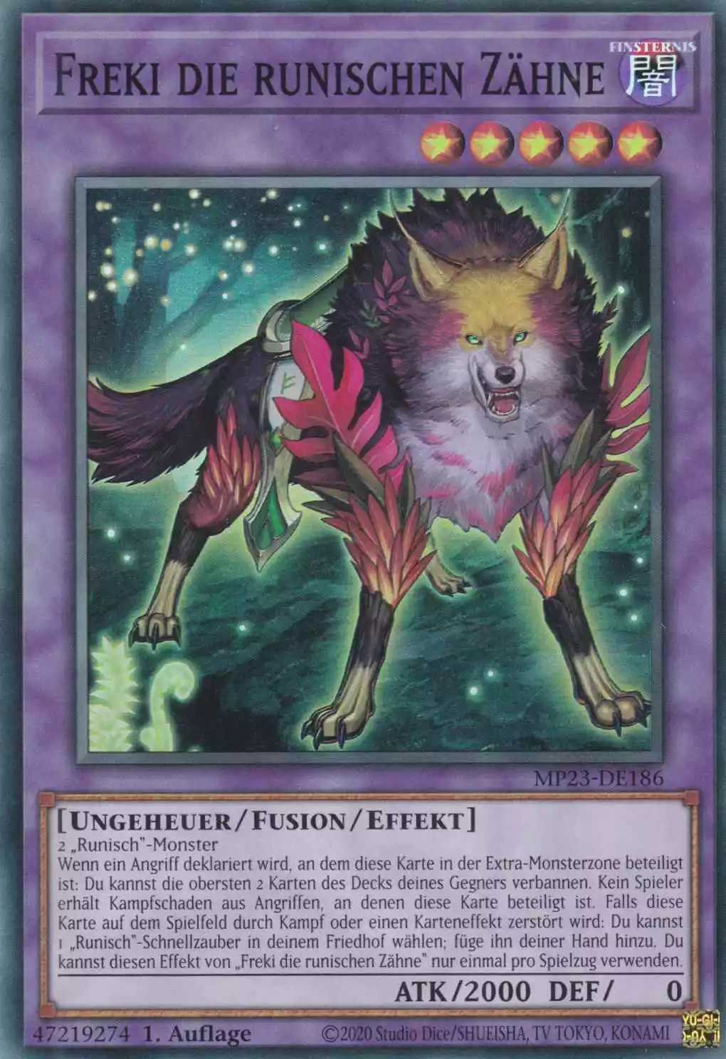 Freki die runischen Zähne MP23-DE186 ist in Super Rare Yu-Gi-Oh Karte aus 25th Anniversary Tin Dueling Heroes 1.Auflage