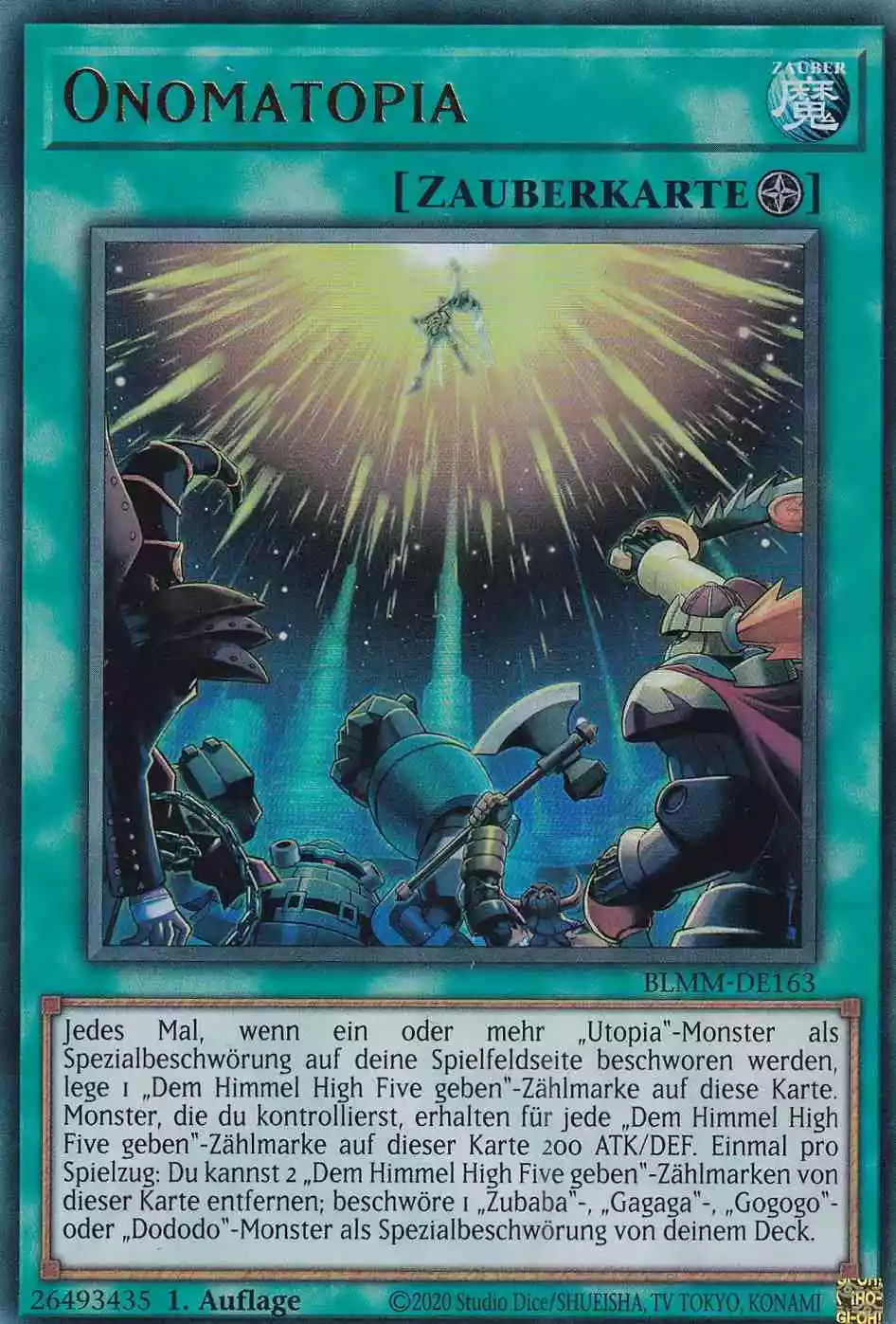 Onomatopia Ultra Rare BLMM-DE163 Yugioh Karte Onomatopia BLMM-DE163 ist in Ultra Rare Yu-Gi-Oh Karte aus Battles of Legend Monster Mayhem 1.Auflage