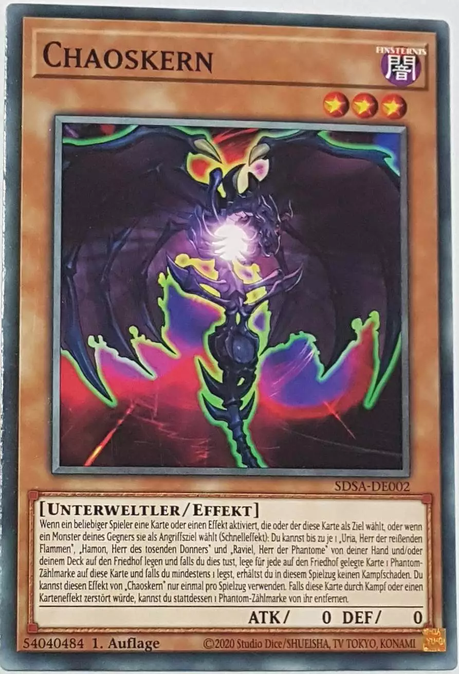 Chaoskern SDSA-DE002 ist in Common Yu-Gi-Oh Karte aus Sacred Beasts 1.Auflage