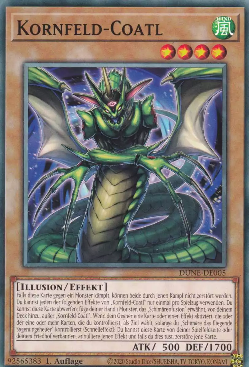 Kornfeld-Coatl DUNE-DE005 ist in Common Yu-Gi-Oh Karte aus Duelist Nexus 1.Auflage