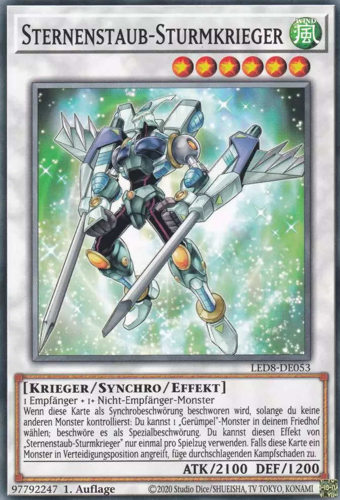 Sternenstaub-Sturmkrieger LED8-DE053 ist in Common Yu-Gi-Oh Karte aus Legendary Duelists Synchro Storm 1.Auflage