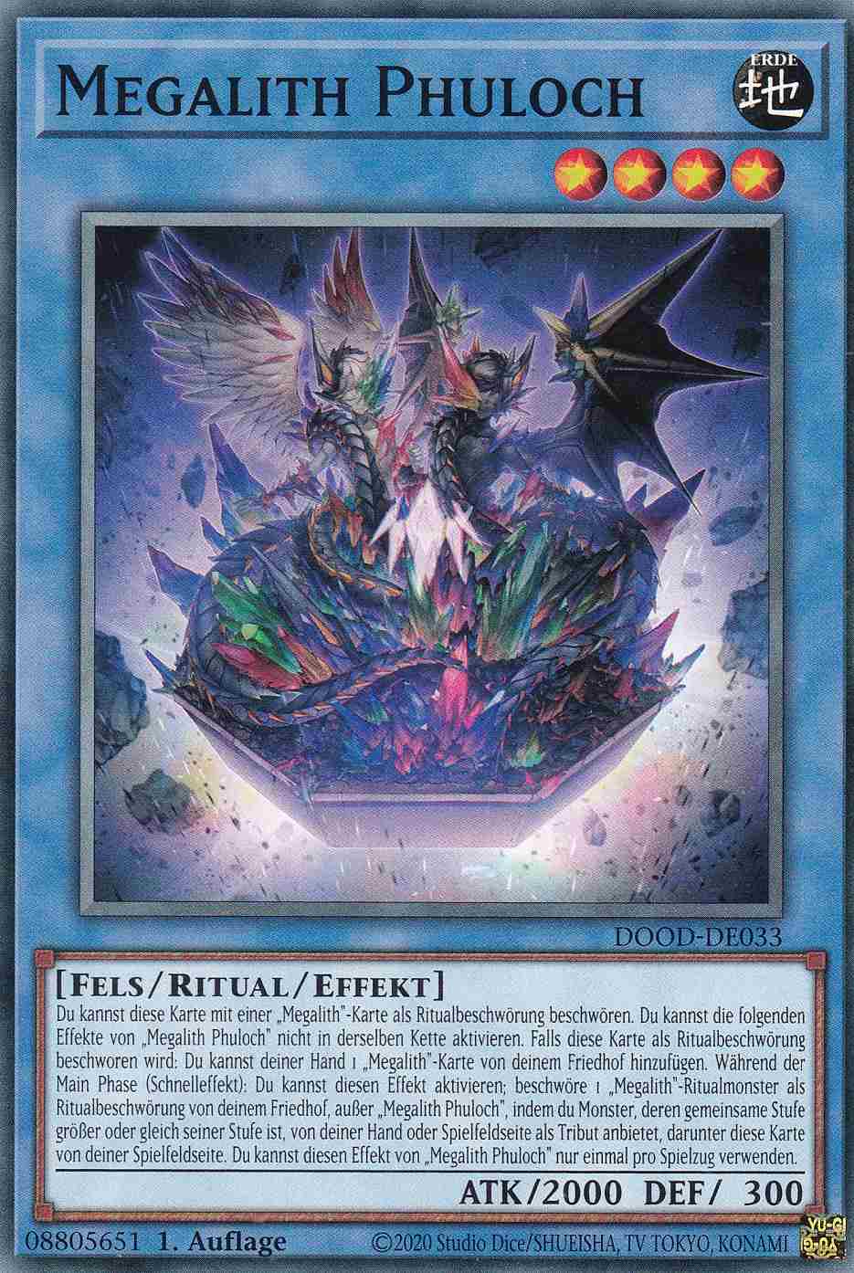 Megalith Phuloch DOOD-DE033 ist in Common Yu-Gi-Oh Karte aus Doom of Dimensions 1.Auflage