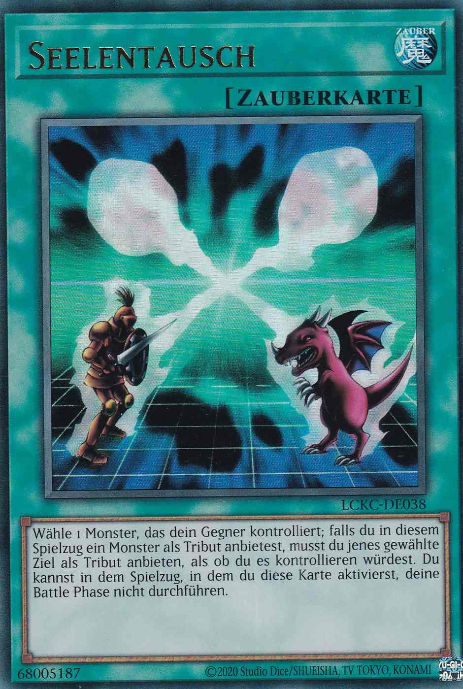 Seelentausch Ultra Rare LCKC-DE038 Yugioh Karte Seelentausch LCKC-DE038 ist in Ultra Rare Yu-Gi-Oh Karte aus Legendary Collection Kaiba unlimitiert