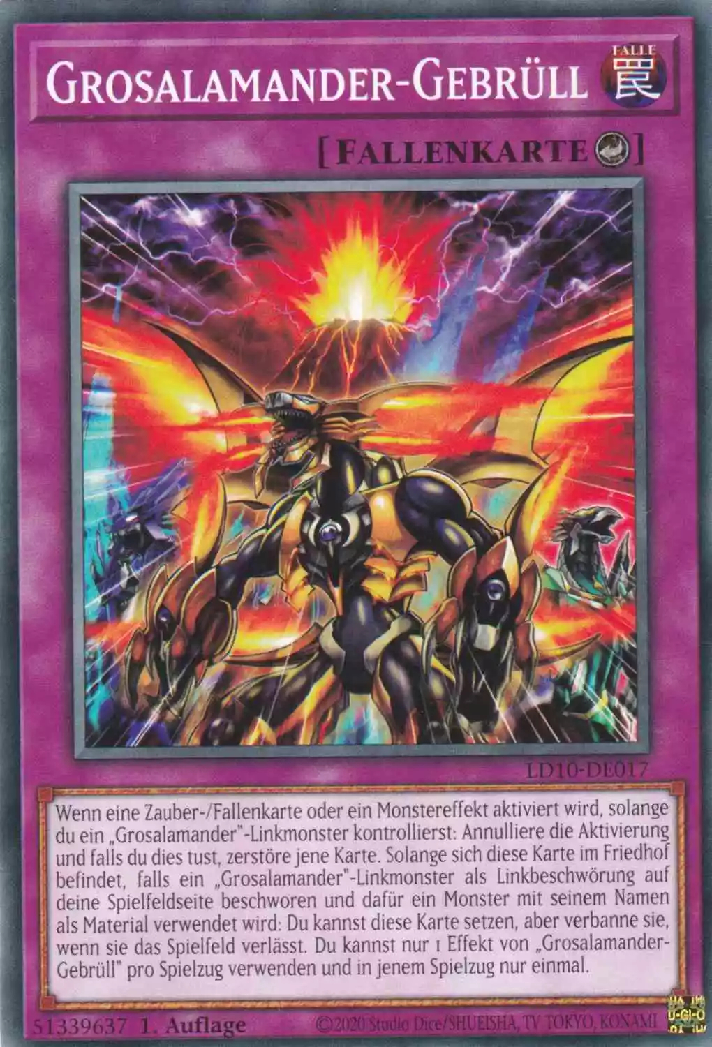 Grosalamander-Gebrüll LD10-DE017 ist in Common Yu-Gi-Oh Karte aus Legendary Duelists Soulburning Volcano 1.Auflage
