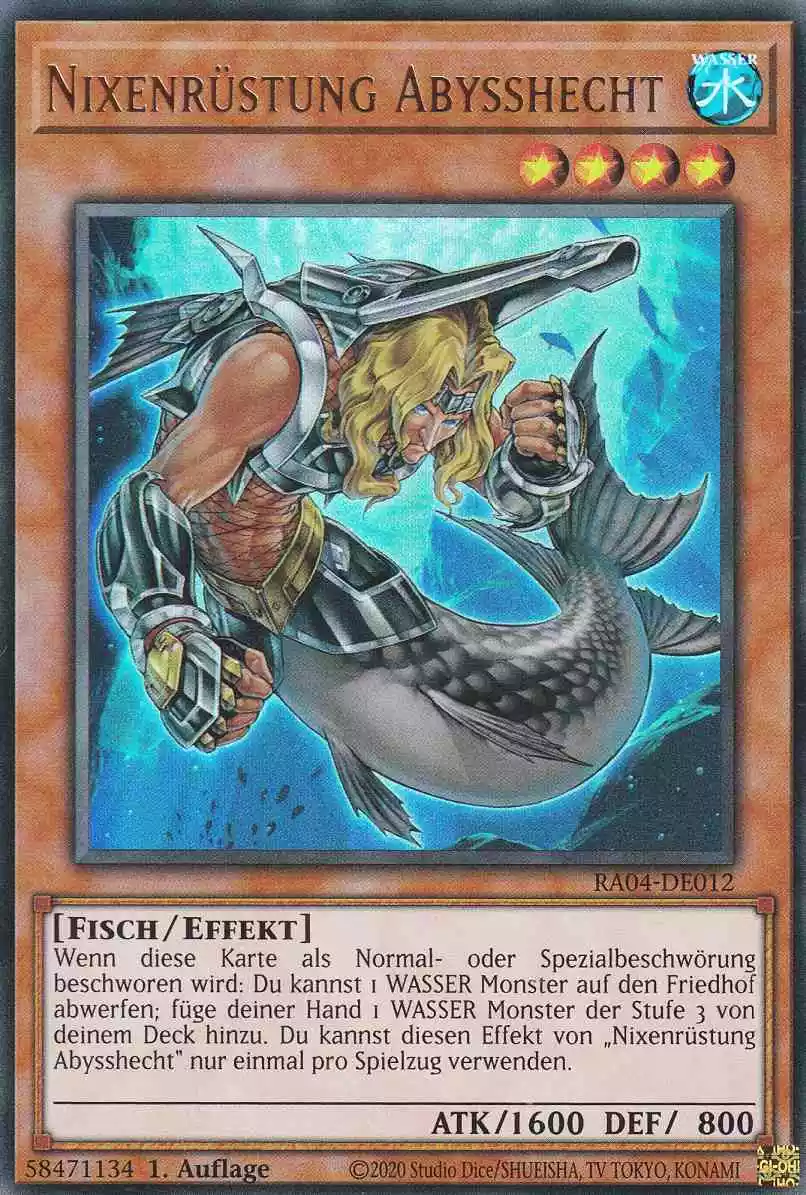 Nixenrüstung Abysshecht RA04-DE012 ist in Ultra Rare Yu-Gi-Oh Karte aus Quarter Century Stampede 1.Auflage