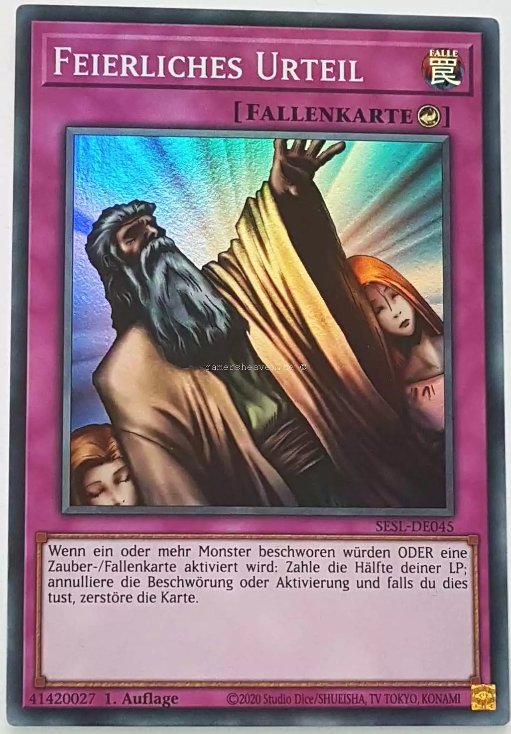 Feierliches Urteil SESL-DE045 ist in Super Rare Yu-Gi-Oh Karte aus Secret Slayers 1.Auflage