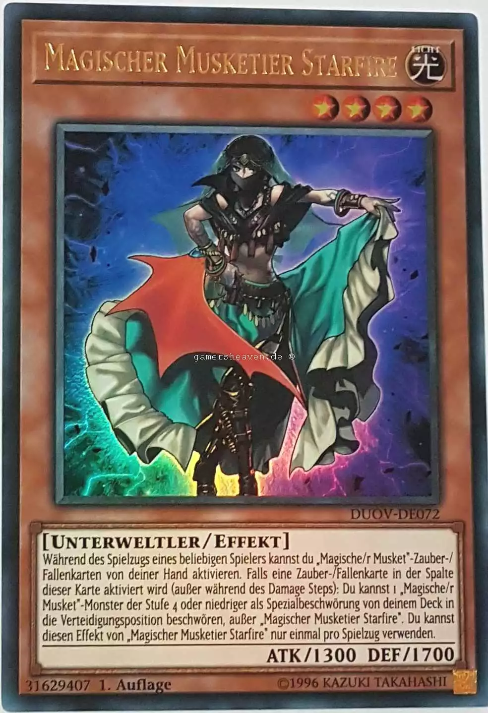 Magischer Musketier Starfire DUOV-DE072 ist in Ultra Rare Yu-Gi-Oh Karte aus Duel Overload 1.Auflage