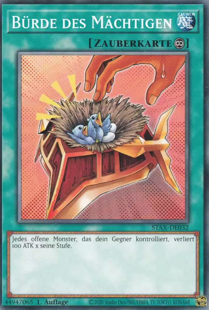 Bürde des Mächtigen STAX-DE032 ist in Common Yu-Gi-Oh Karte aus 2-Player Starter Set 1.Auflage