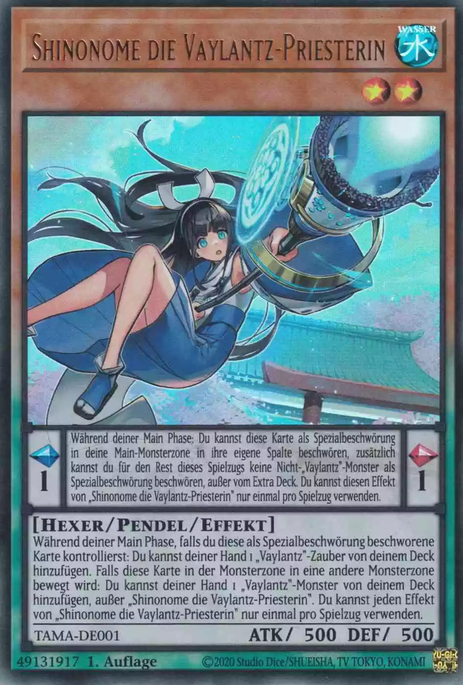 Shinonome die Vaylantz-Priesterin TAMA-DE001 ist in Ultra Rare Yu-Gi-Oh Karte aus Tactical Masters 1.Auflage