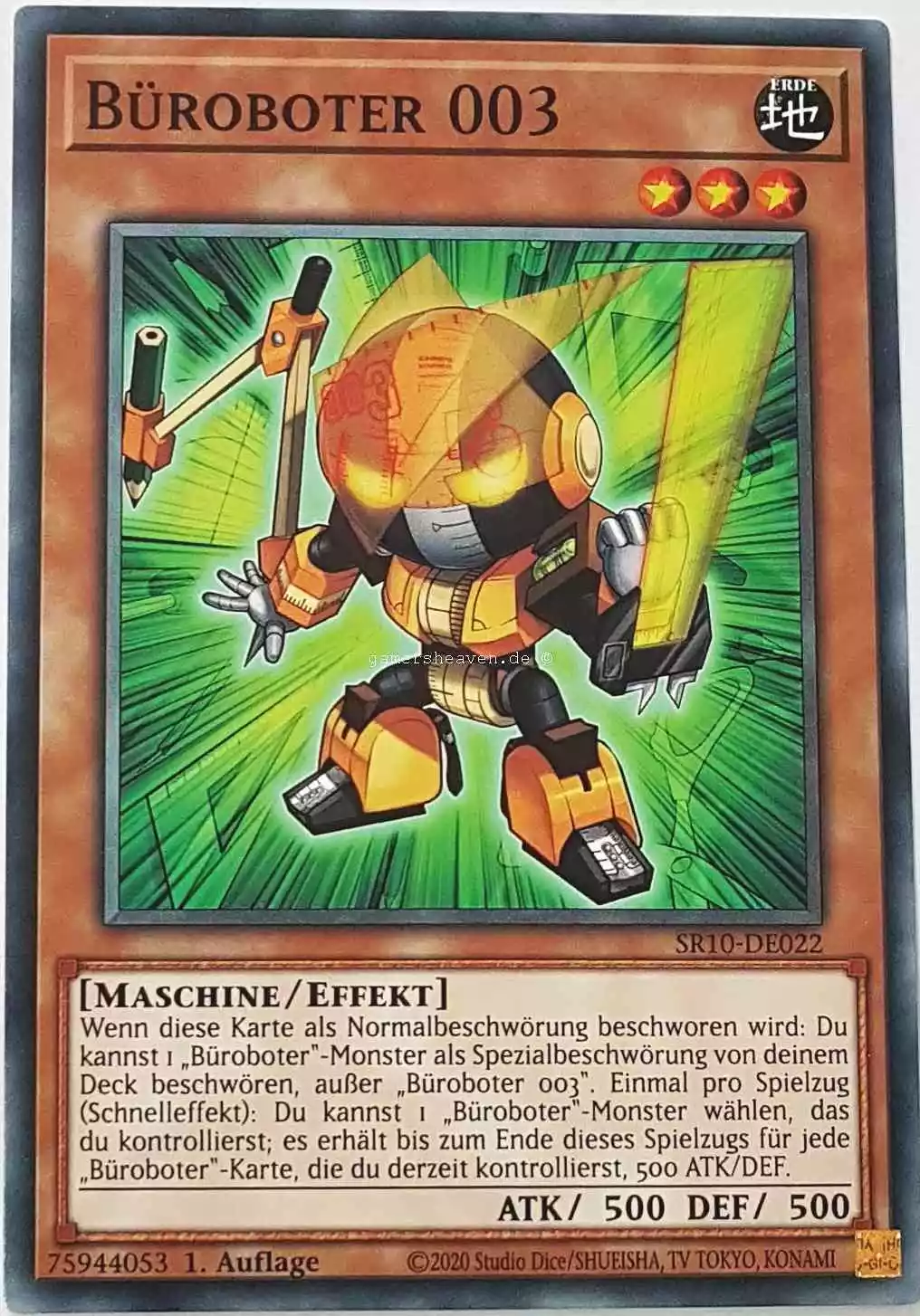 Büroboter 003 SR10-DE022 ist in Common Yu-Gi-Oh Karte aus Structure Deck: Mechanized Madness 1.Auflage