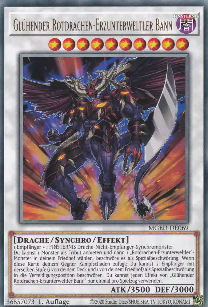 Glühender Rotdrachen-Erzunterweltler Bann MGED-DE069 ist in Rare Yu-Gi-Oh Karte aus Maximum Gold El Dorado 1.Auflage