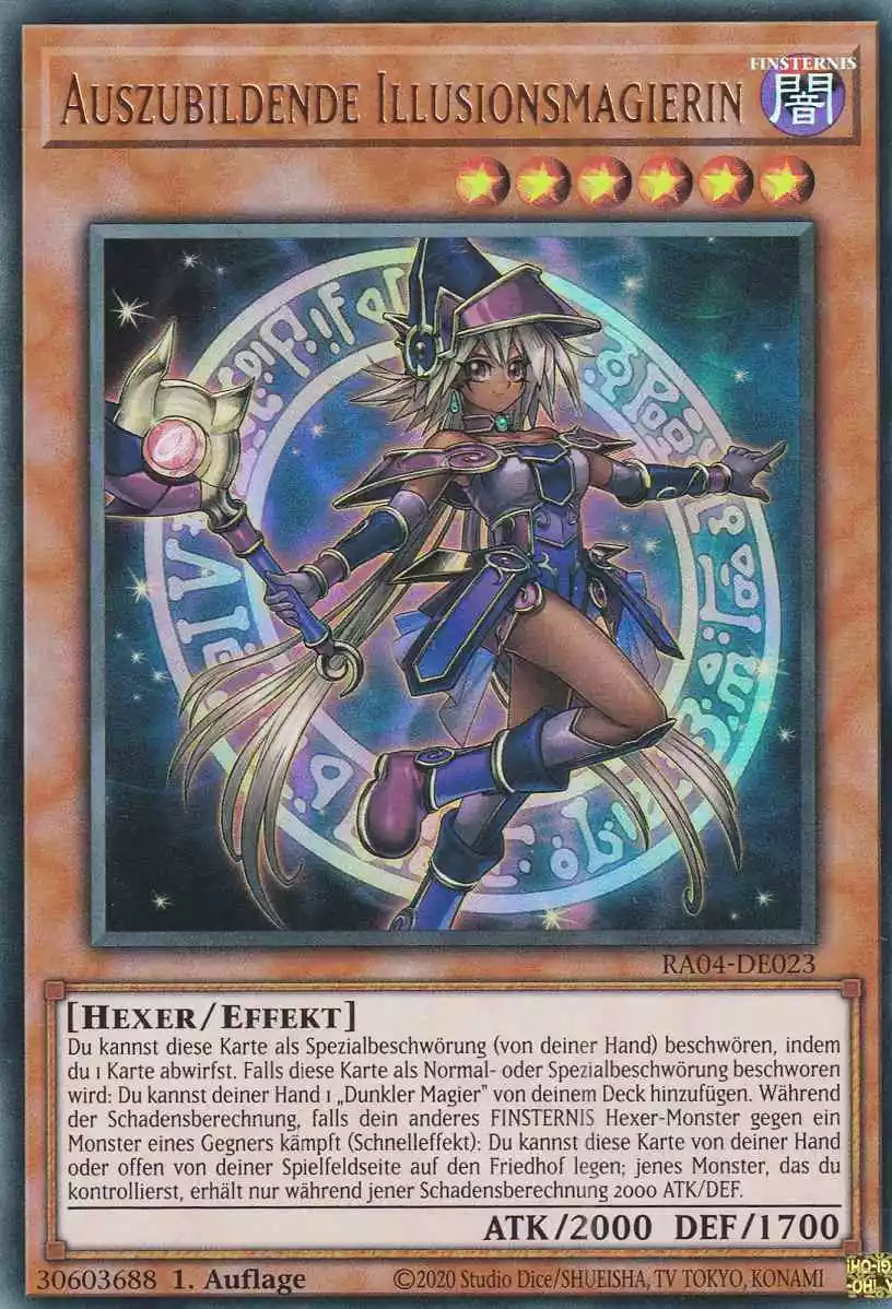 Auszubildende Illusionsmagierin RA04-DE023 ist in Ultra Rare Yu-Gi-Oh Karte aus Quarter Century Stampede 1.Auflage