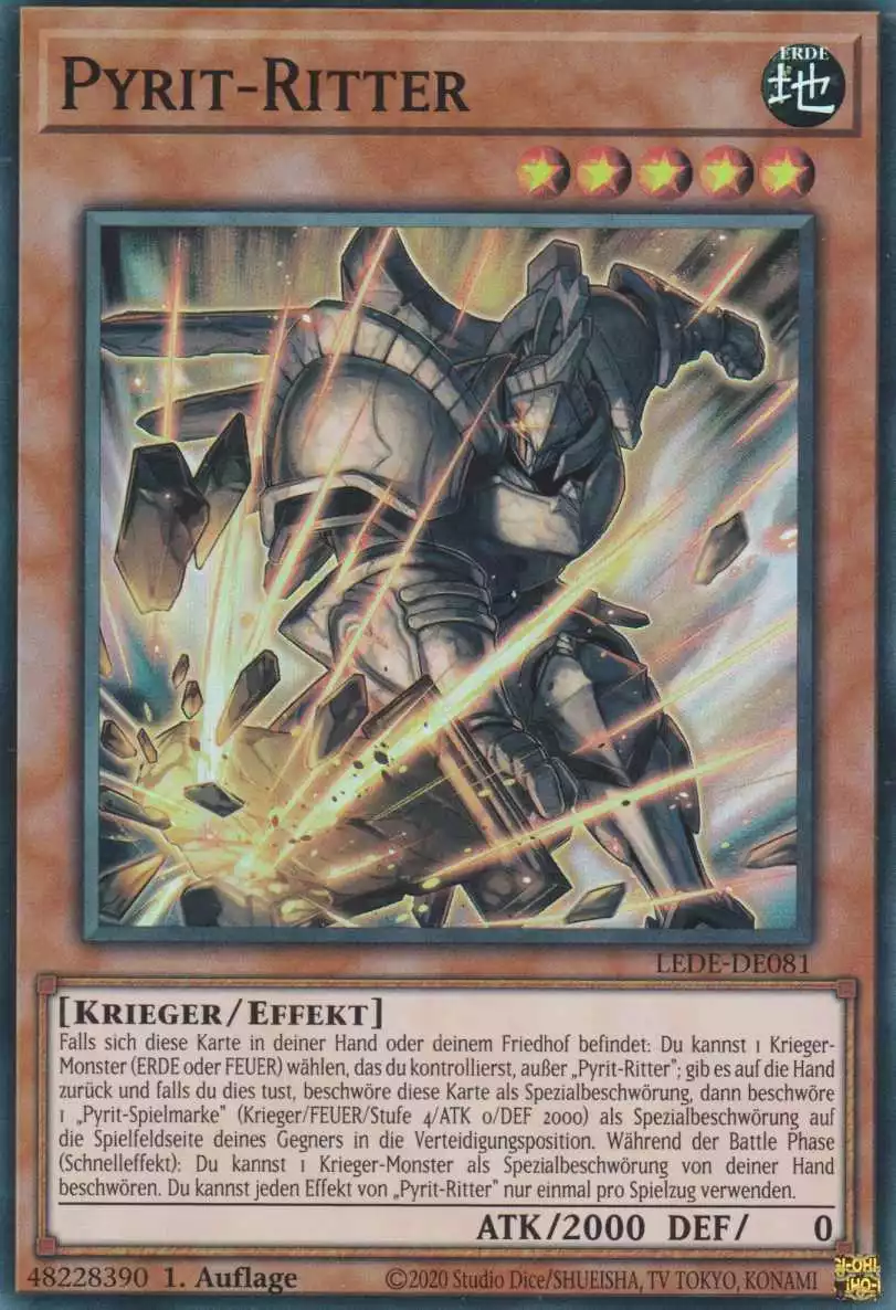 Pyrit-Ritter LEDE-DE081 ist in Super Rare Yu-Gi-Oh Karte aus Legacy Of Destruction 1.Auflage