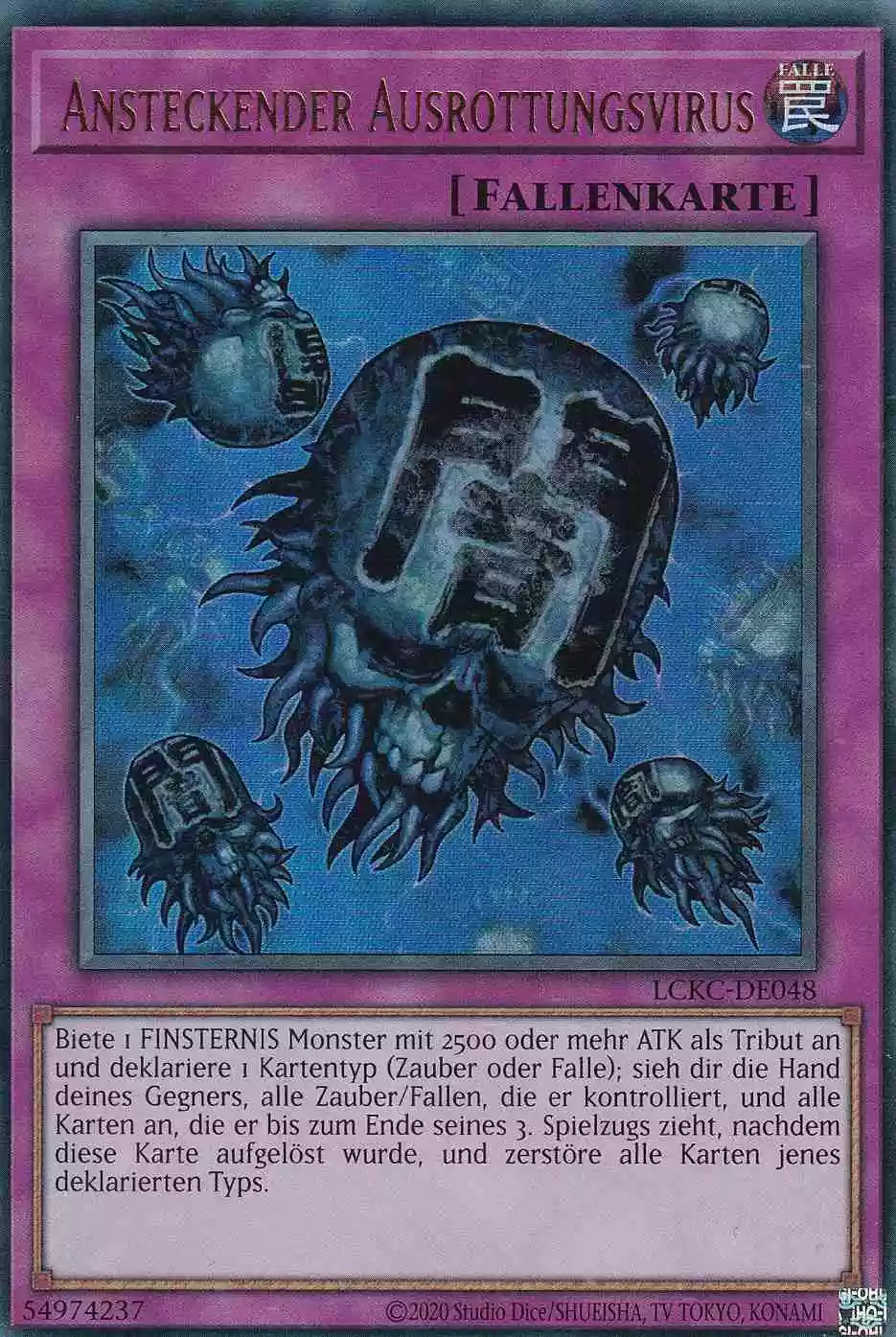 Ansteckender Ausrottungsvirus LCKC-DE048 ist in Ultra Rare Yu-Gi-Oh Karte aus Legendary Collection Kaiba unlimitiert