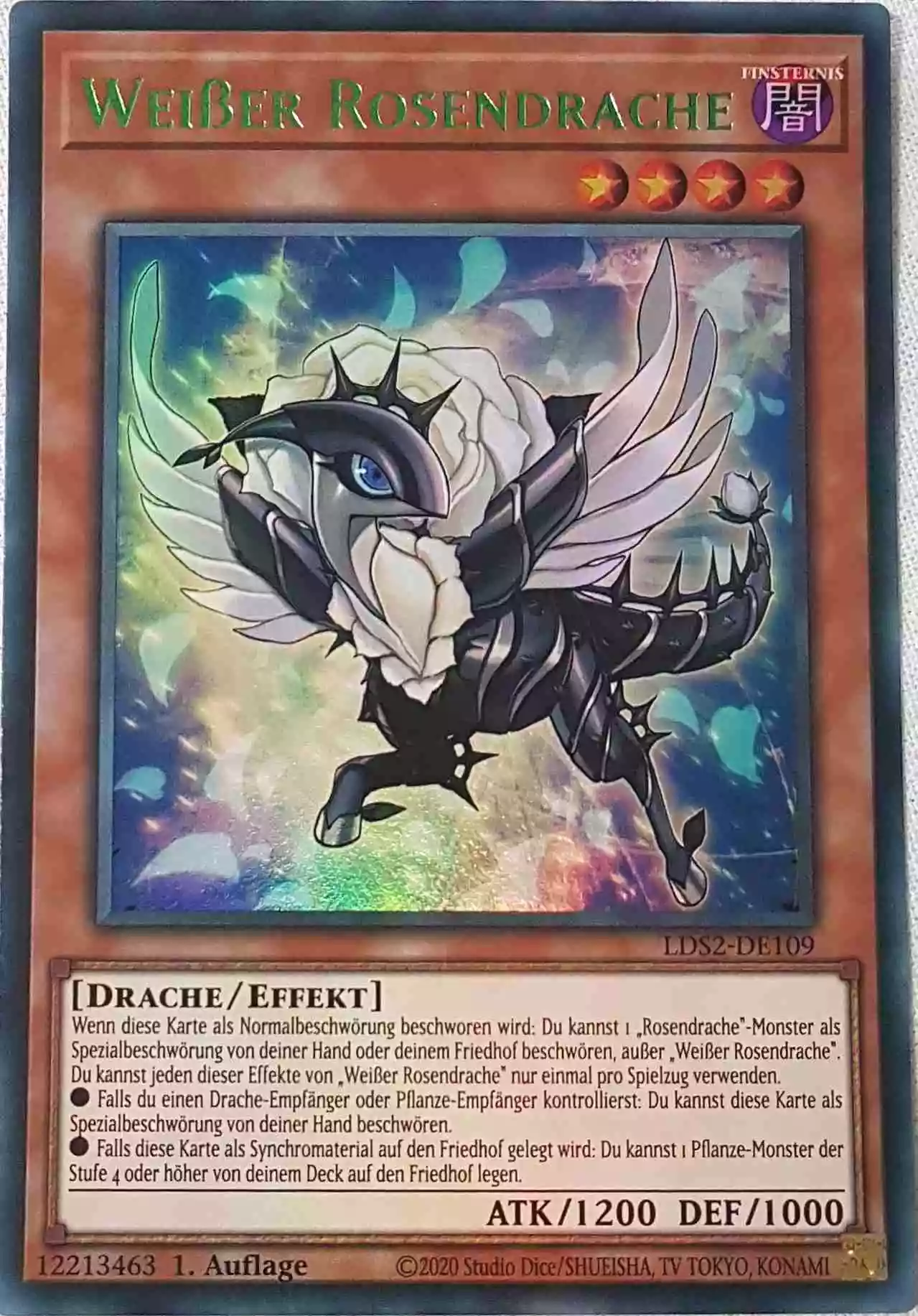Weißer Rosendrache (grün) LDS2-DE109 ist in Colorful Ultra Rare Yu-Gi-Oh Karte aus Legendary Duelists: Season 2 1.Auflage