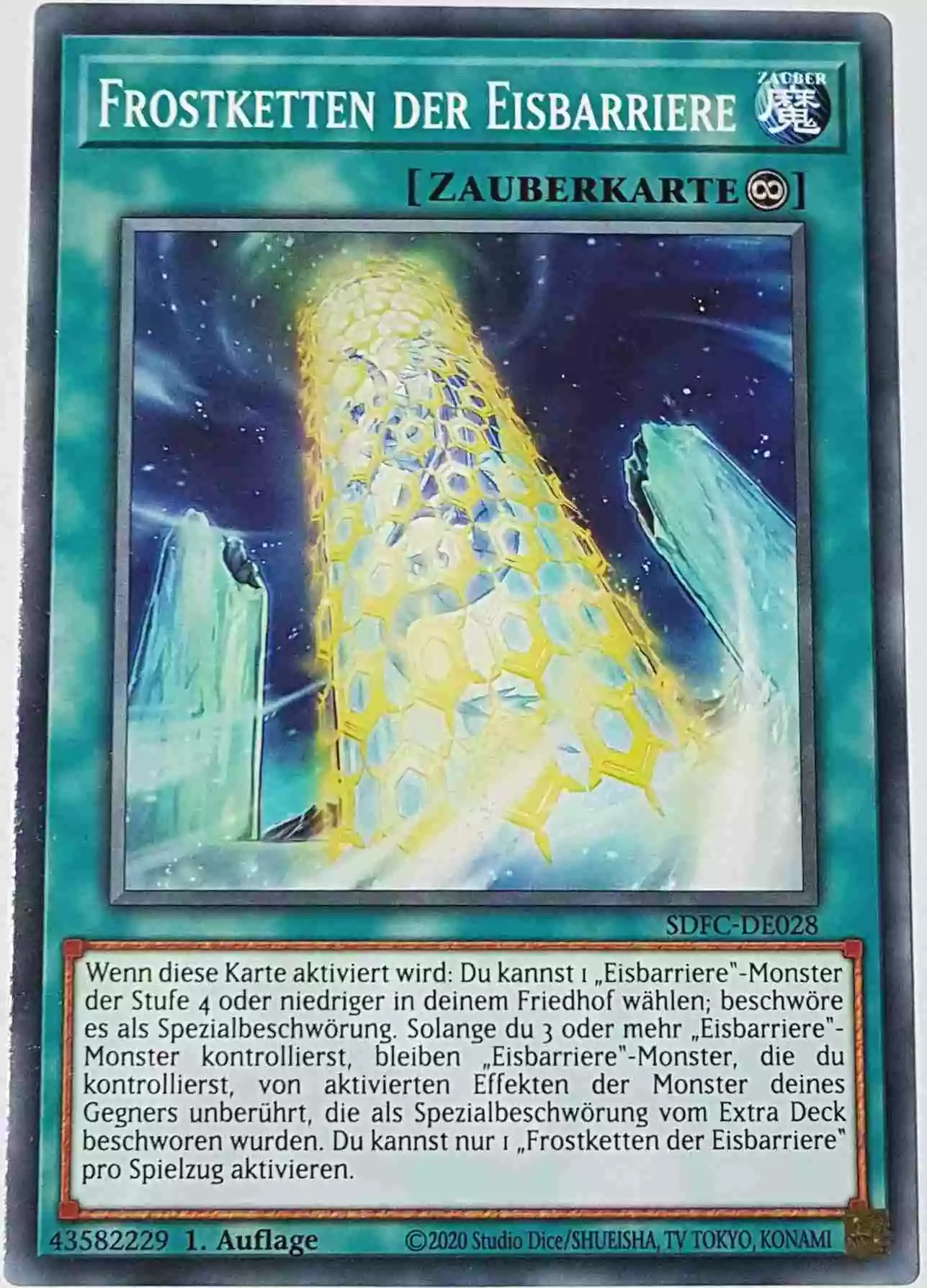 Frostketten der Eisbarriere SDFC-DE028 ist in Common Yu-Gi-Oh Karte aus Freezing Chains 1.Auflage