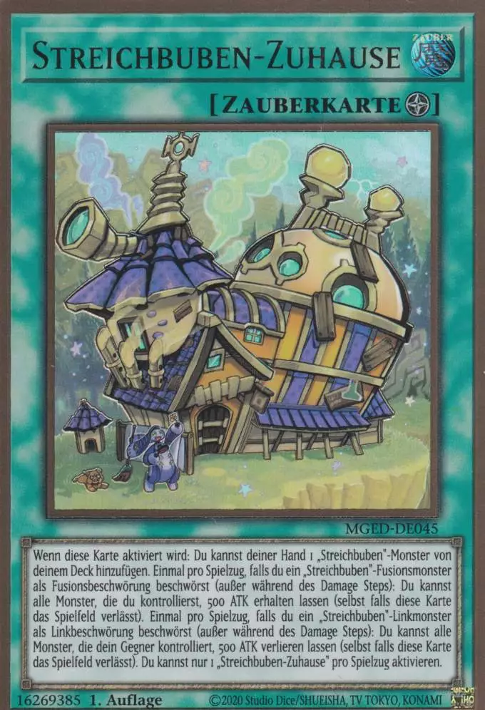 Streichbuben-Zuhause MGED-DE045 ist in Premium Gold Rare Yu-Gi-Oh Karte aus Maximum Gold El Dorado 1.Auflage