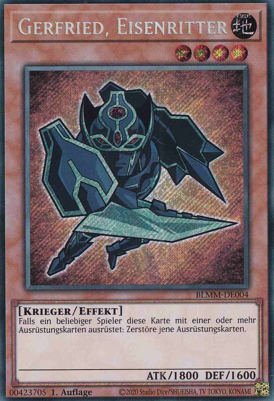 Gerfried, Eisenritter BLMM-DE004 ist in Secret Rare Yu-Gi-Oh Karte aus Battles of Legend Monster Mayhem 1.Auflage