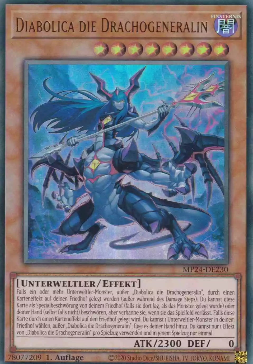 Diabolica die Drachogeneralin MP24-DE230 ist in Ultra Rare Yu-Gi-Oh Karte aus 25th Anniversary Tin Dueling Mirrors 1.Auflage