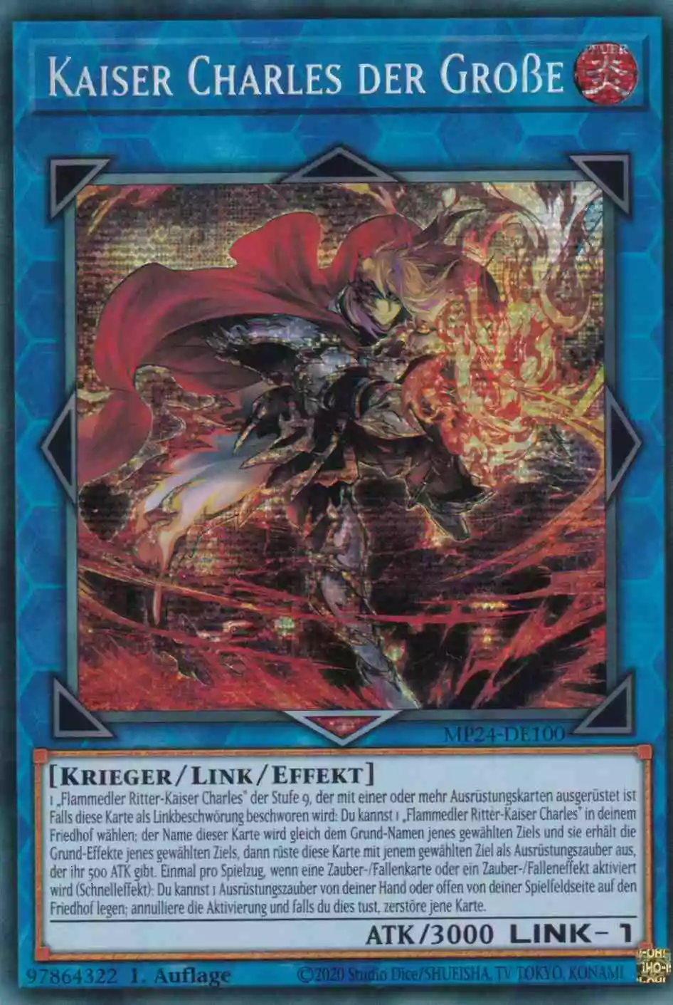 Kaiser Charles der Große Prismatic Secret Rare MP24-DE100 Yugioh Karte Kaiser Charles der Große MP24-DE100 ist in Prismatic Secret Rare Yu-Gi-Oh Karte aus 25th Anniversary Tin Dueling Mirrors 1.Auflage