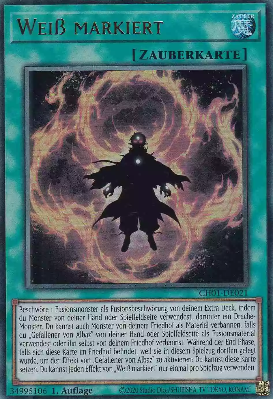 Weiß markiert CH01-DE021 ist in Ultra Rare Yu-Gi-Oh Karte aus THE CHRONICLES DECK: The Fallen & The Virtuous 1.Auflage