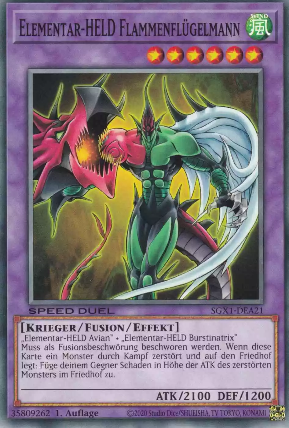 Elementar-HELD Flammenflügelmann SGX1-DEA21 ist in Common Yu-Gi-Oh Karte aus Speed Duel GX Duel Academy Box 1.Auflage