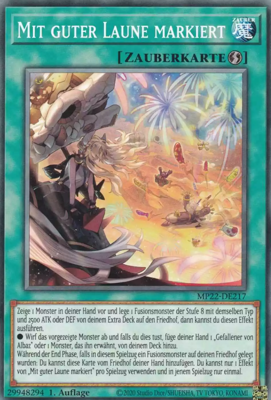 Mit guter Laune markiert MP22-DE217 ist in Common Yu-Gi-Oh Karte aus Tin of the Pharaoh’s Gods 1.Auflage