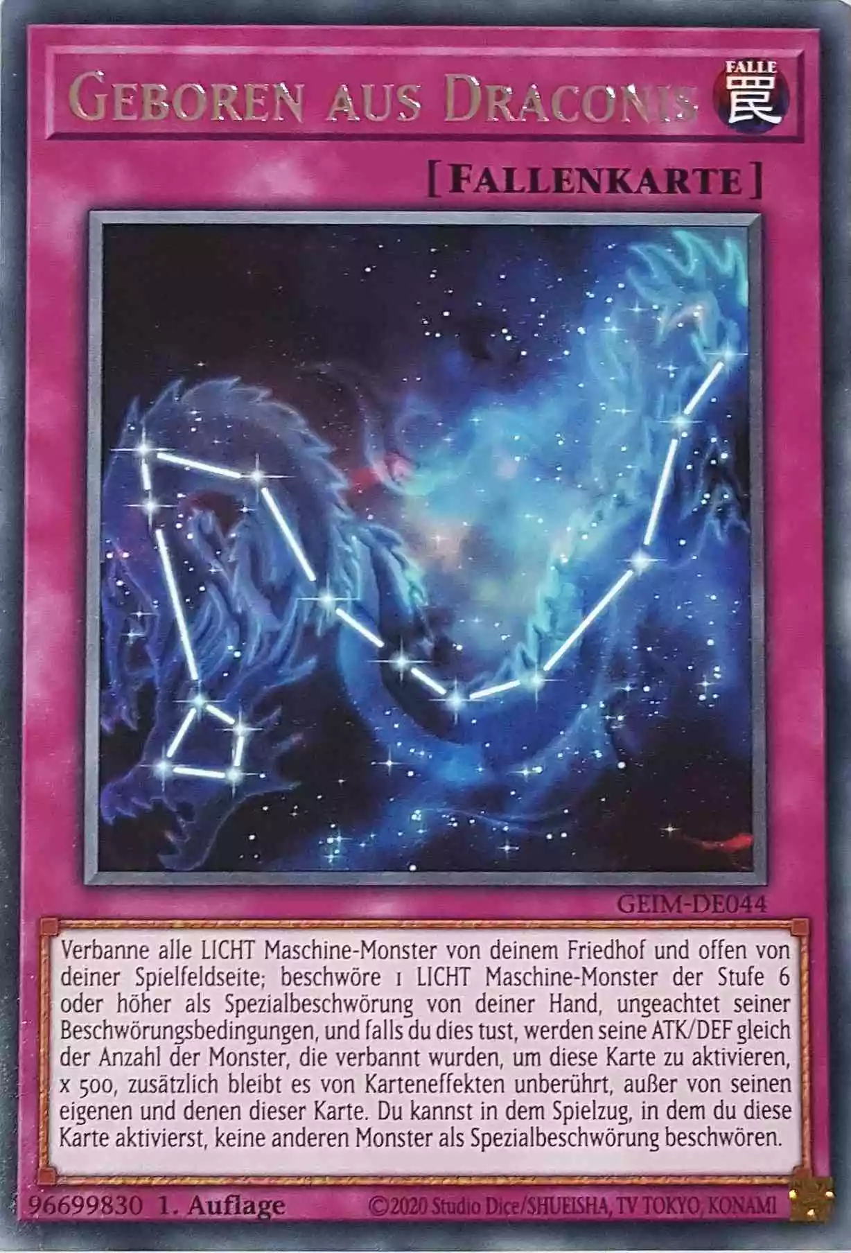 Geboren aus Draconis GEIM-DE044 ist in Rare Yu-Gi-Oh Karte aus Genesis Impact 1. Auflage