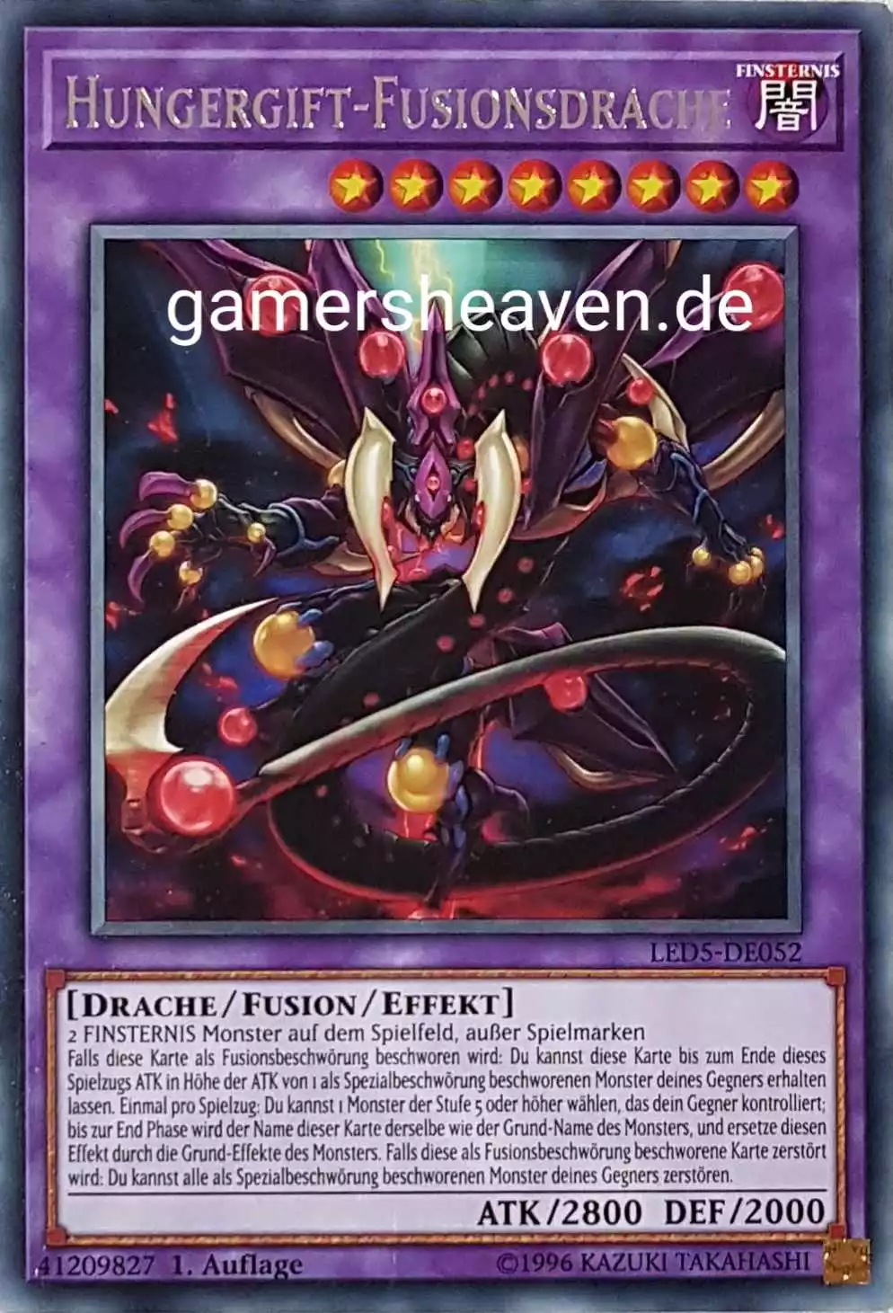 Hungergift-Fusionsdrache LED5-DE052 ist in Rare aus Legendary Duelists: Immortal Destiny 1.Auflage