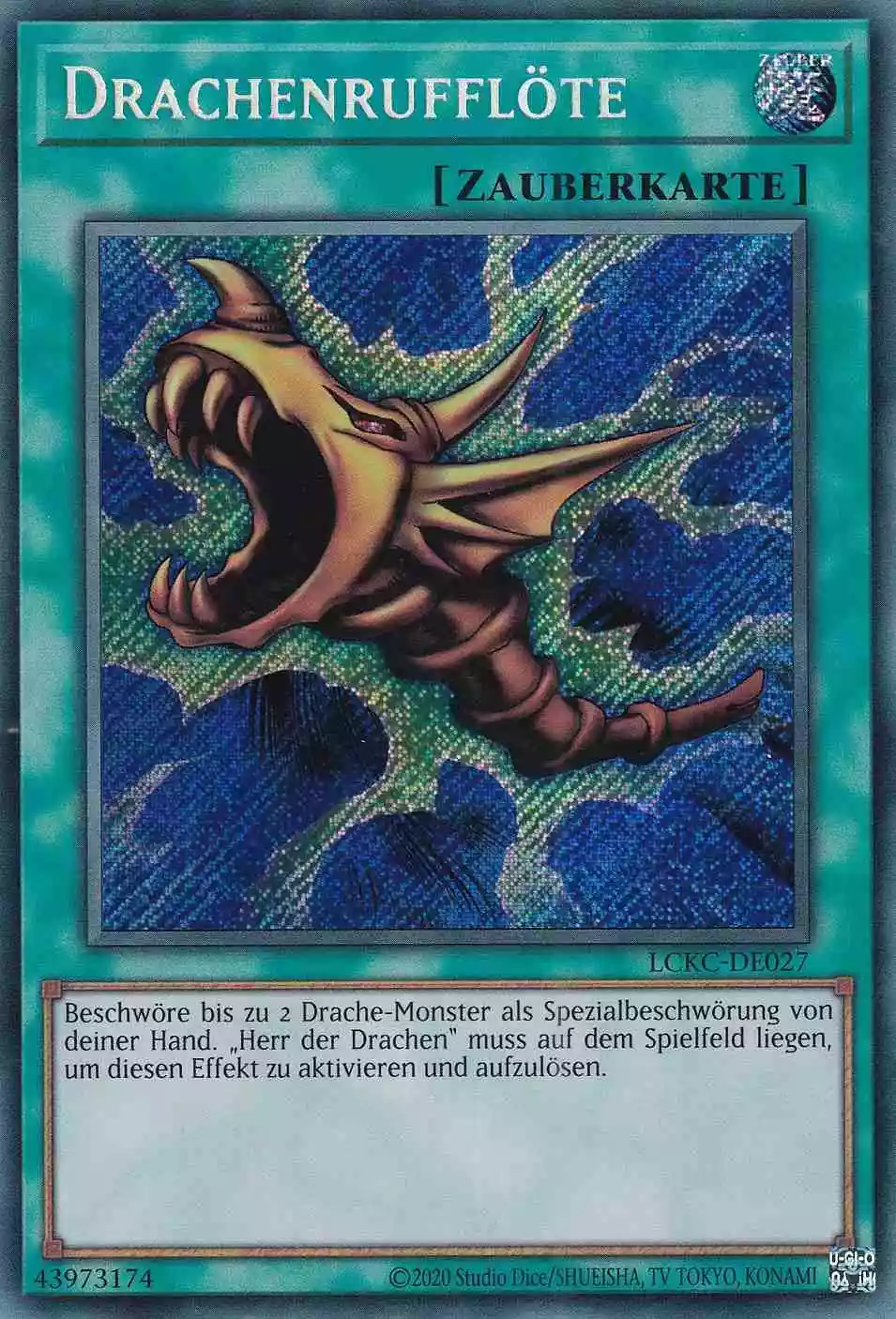 Drachenrufflöte LCKC-DE027 ist in Secret Rare Yu-Gi-Oh Karte aus Legendary Collection Kaiba unlimitiert