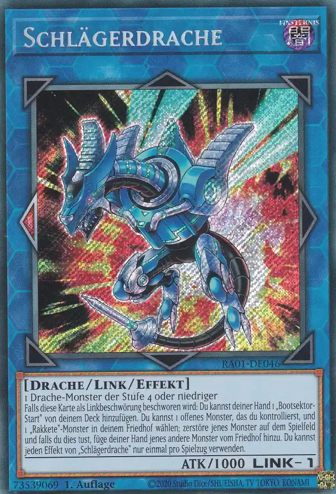 Schlägerdrache RA01-DE046 ist in Secret Rare Yu-Gi-Oh Karte aus 25th Anniversary Rarity Collection 1.Auflage