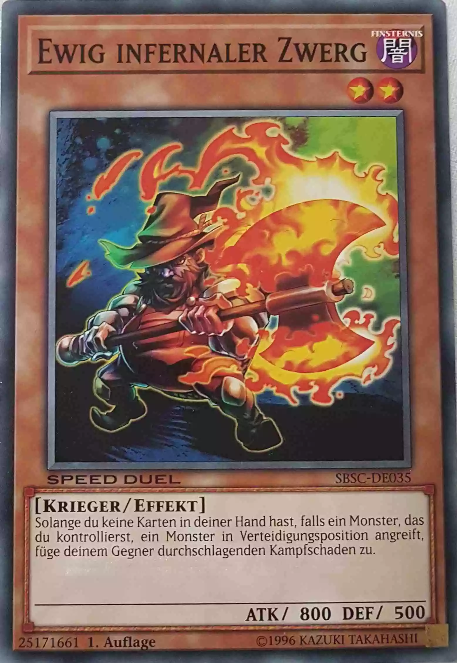 Ewig infernaler Zwerg SBSC-DE035 ist in Common Yu-Gi-Oh Karte aus Speed Duel Scars of Battle 1. Auflage