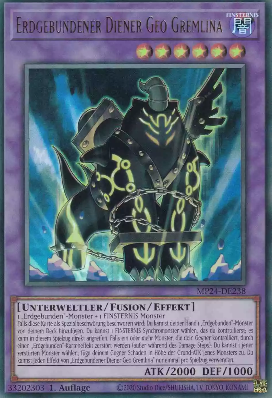 Erdgebundener Diener Geo Gremlina MP24-DE238 ist in Ultra Rare Yu-Gi-Oh Karte aus 25th Anniversary Tin Dueling Mirrors 1.Auflage