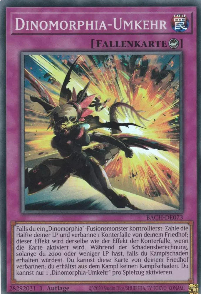Dinomorphia-Umkehr BACH-DE073 ist in Super Rare Yu-Gi-Oh Karte aus Battle of Chaos 1.Auflage