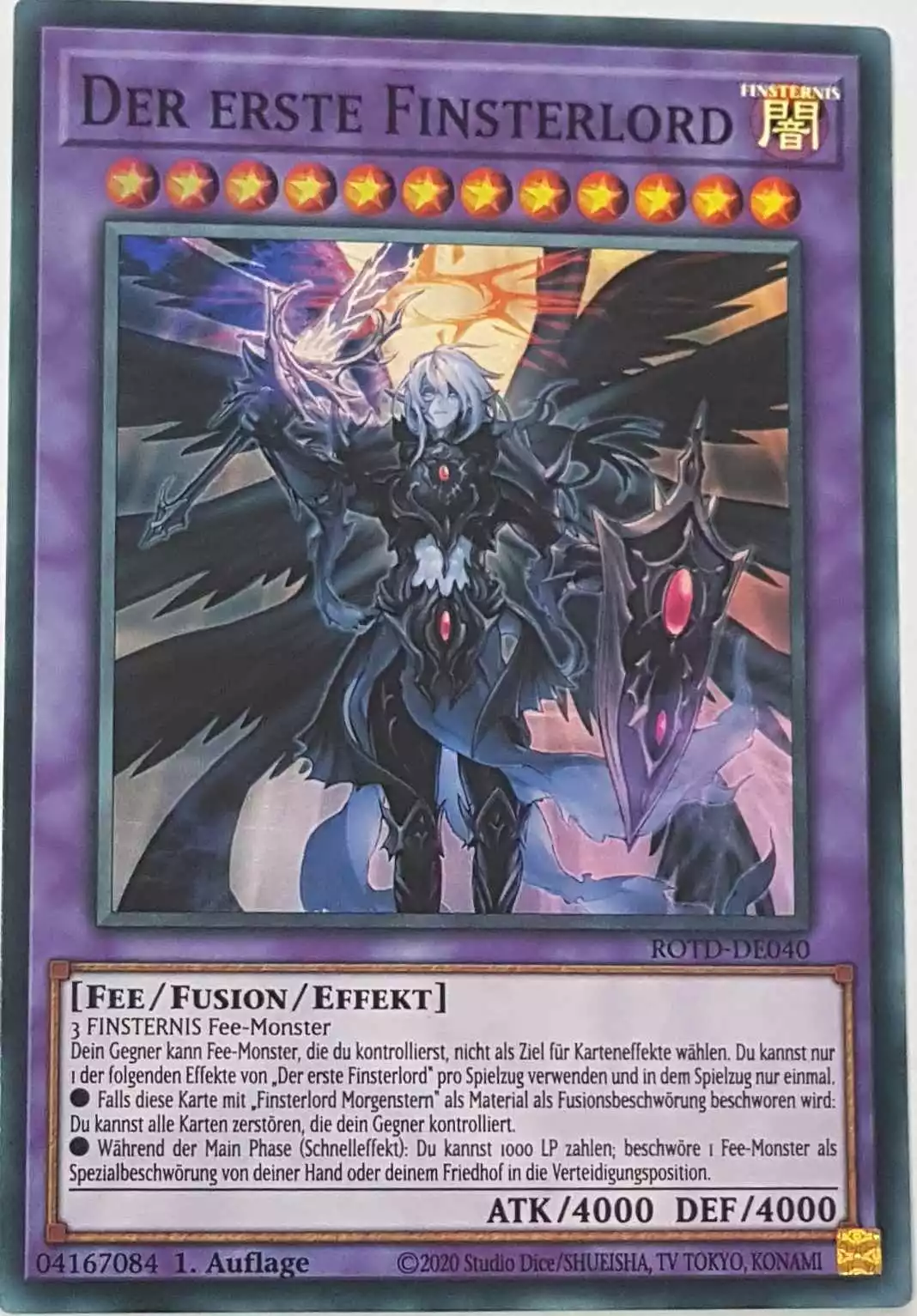 Der erste Finsterlord ROTD-DE040 ist in Super Rare Yu-Gi-Oh Karte aus Rise of the Duelist 1.Auflage