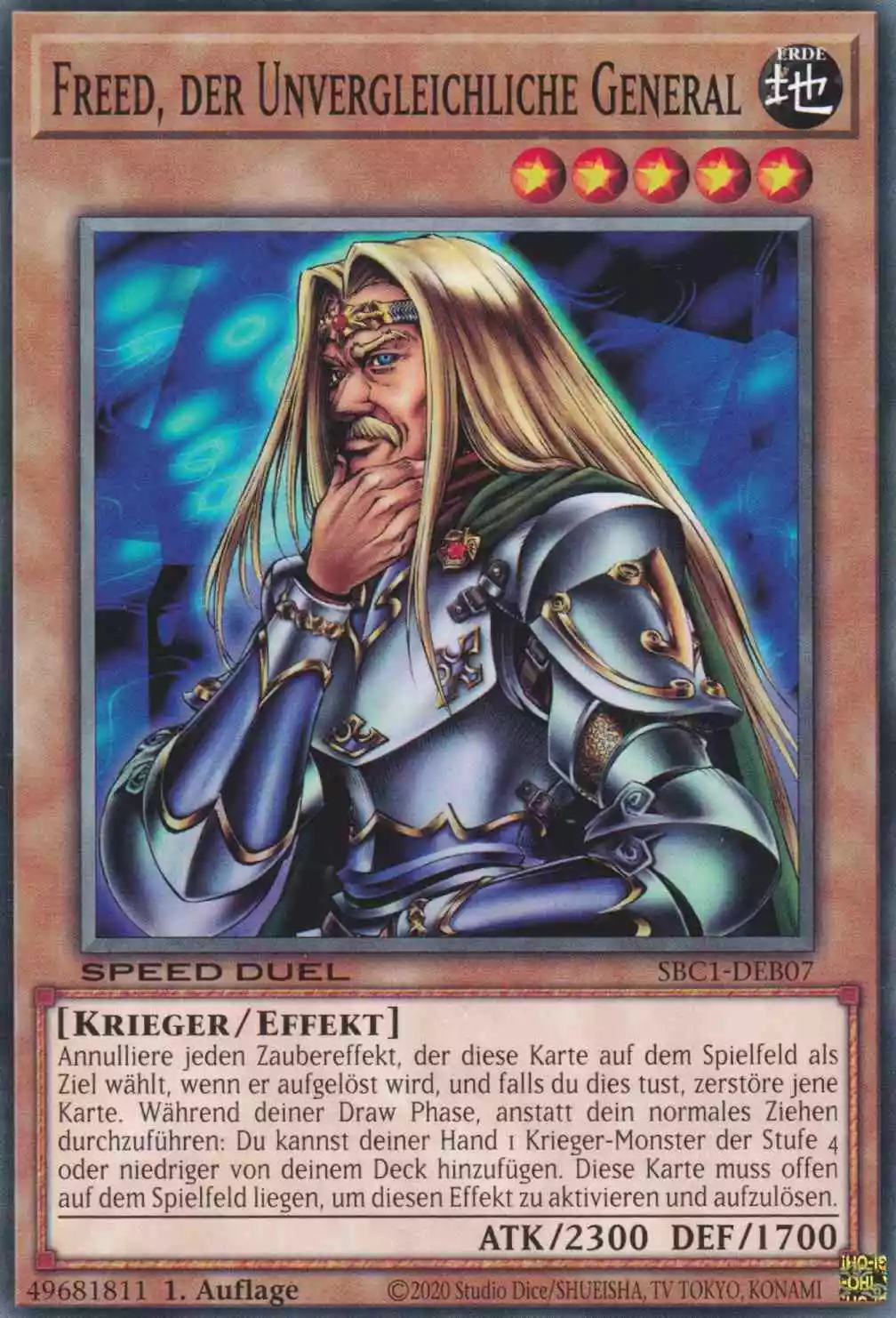 Freed, der Unvergleichliche General SBC1-DEB07 ist in Common Yu-Gi-Oh Karte aus Streets of Battle City 1.Auflage