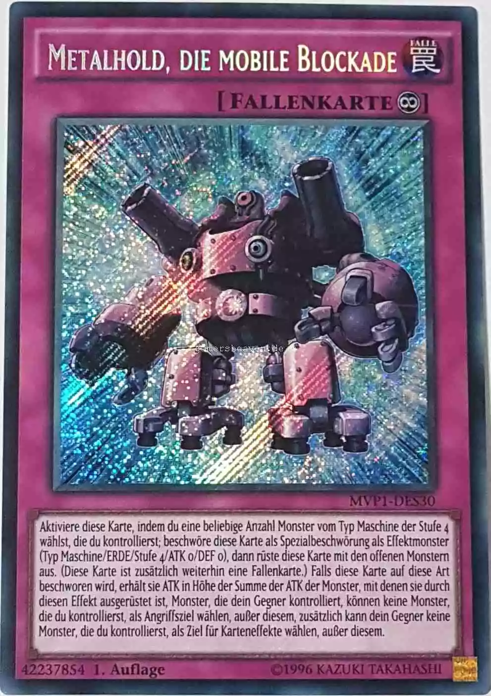 Metalhold, die mobile Blockade MVP1-DES30 ist in Secret Rare aus The Dark Side of Dimensions Movie Pack Secret Edition 1.Auflage