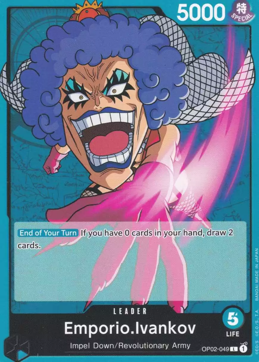 Emporio.Ivankov OP02-049 ist in Leader. Die One Piece Karte ist aus Paramount War OP-02 in Normal Art.