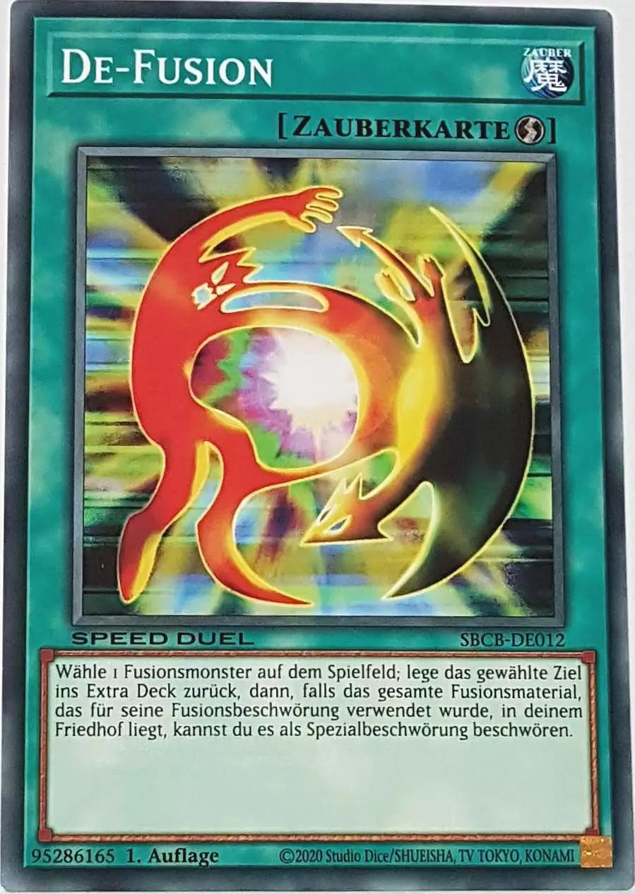 De-Fusion SBCB-DE012 ist in Common Yu-Gi-Oh Karte aus Speed Duel Battle City Box 1. Auflage