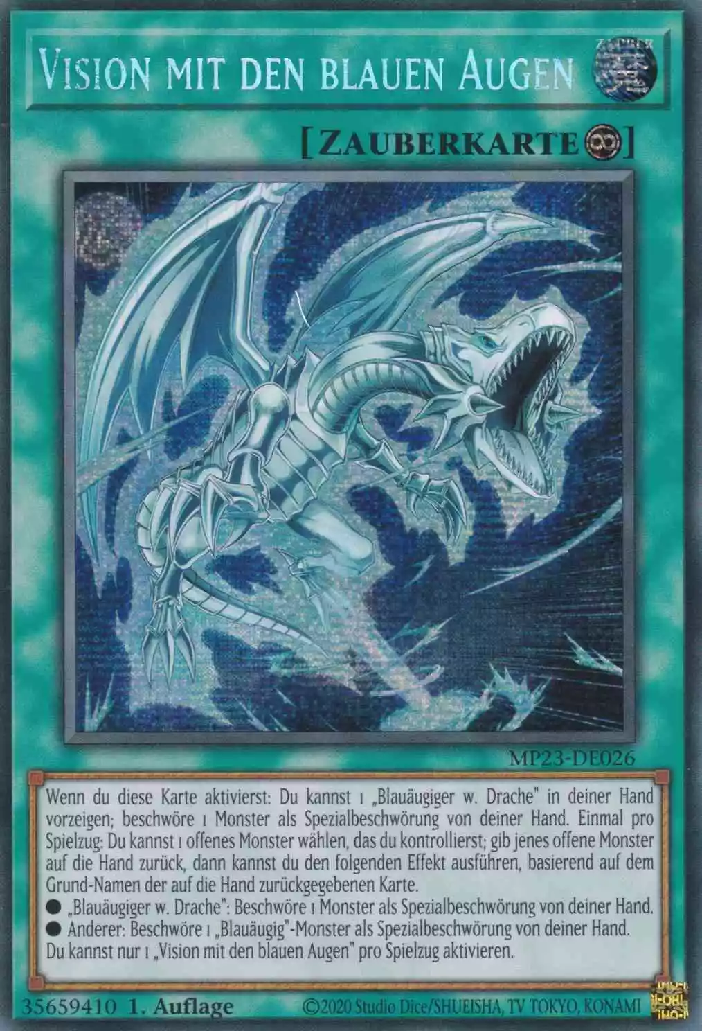 Vision mit den blauen Augen MP23-DE026 ist in Prismatic Secret Rare Yu-Gi-Oh Karte aus 25th Anniversary Tin Dueling Heroes 1.Auflage