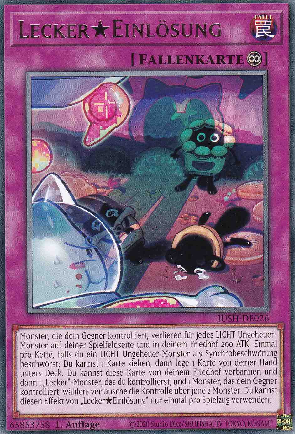 Lecker★Einlösung JUSH-DE026 ist in Rare Yu-Gi-Oh Karte aus Justice Hunters 1.Auflage