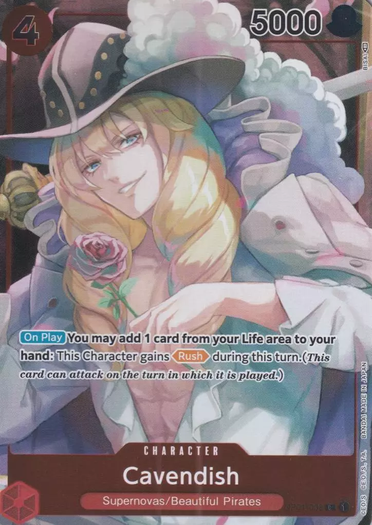 op01-008-a-cavendish-common-romance-dawn Cavendish OP01-008 ist in Common. Die One Piece Karte ist aus Romance Dawn in Parallel Alternative Art.