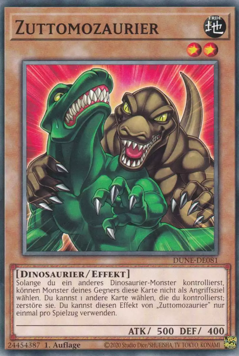 Zuttomozaurier DUNE-DE081 ist in Common Yu-Gi-Oh Karte aus Duelist Nexus 1.Auflage