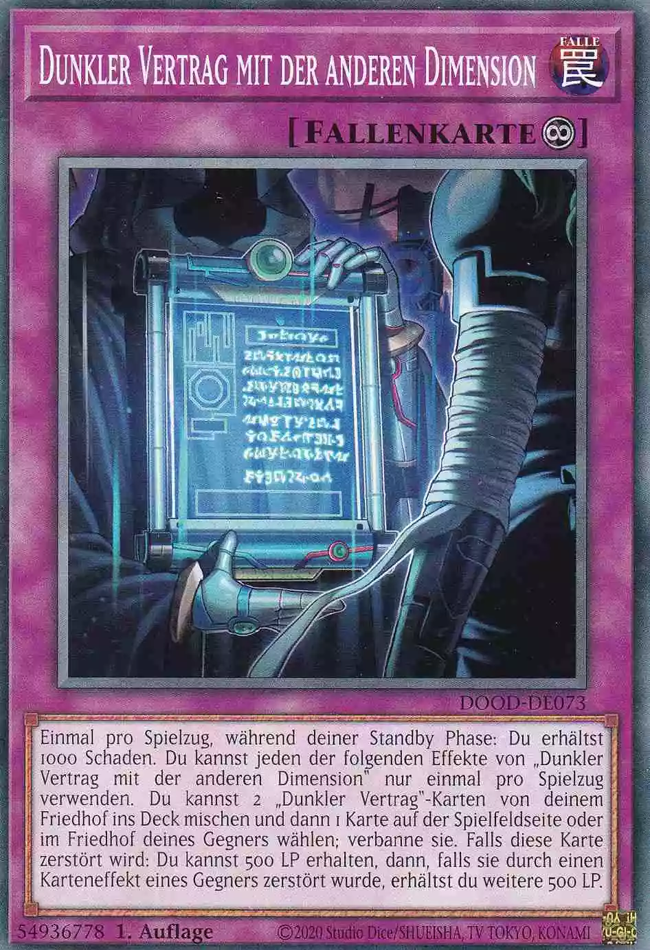 Dunkler Vertrag mit der anderen Dimension DOOD-DE073 ist in Common Yu-Gi-Oh Karte aus Doom of Dimensions 1.Auflage
