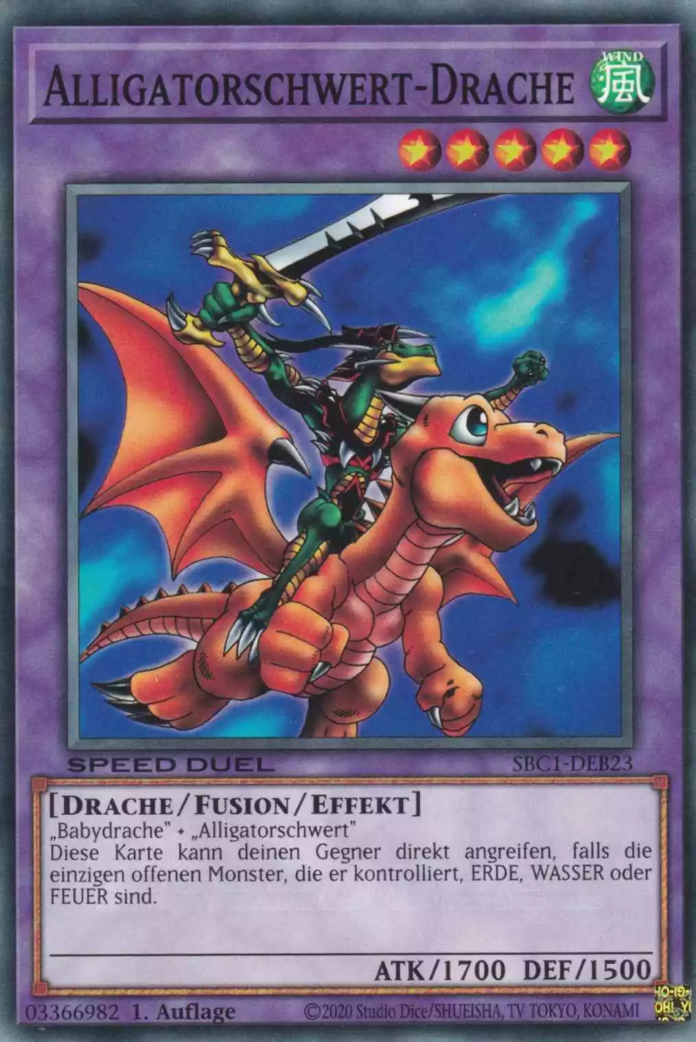 Alligatorschwert-Drache SBC1-DEB23 ist in Common Yu-Gi-Oh Karte aus Streets of Battle City 1.Auflage