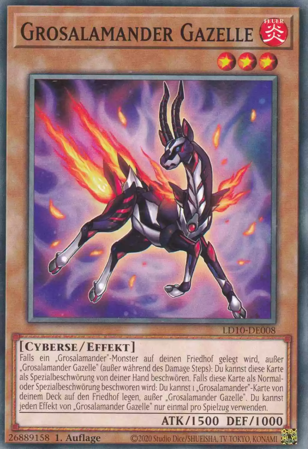 Grosalamander Gazelle LD10-DE008 ist in Common Yu-Gi-Oh Karte aus Legendary Duelists Soulburning Volcano 1.Auflage