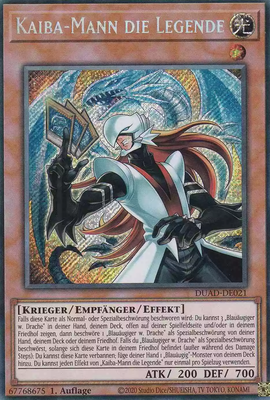 Kaiba-Mann die Legende Secret Rare DUAD-DE021 Yugioh Karte Kaiba-Mann die Legende DUAD-DE021 ist in Secret Rare Yu-Gi-Oh Karte aus Duelist’s Advance 1.Auflage