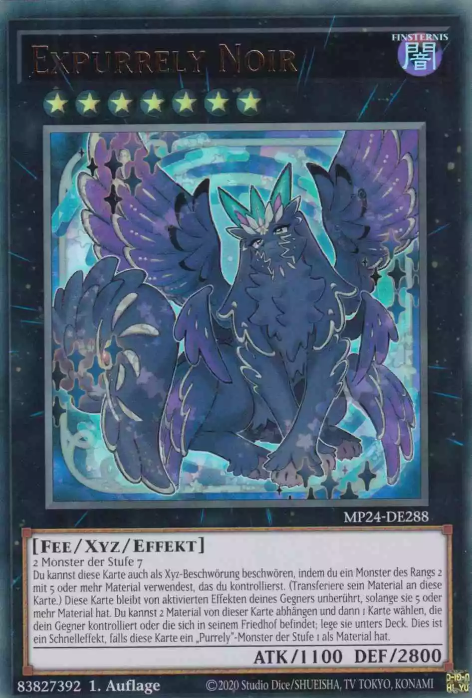 Expurrely Noir Ultra Rare MP24-DE288 Yugioh Karte Expurrely Noir MP24-DE288 ist in Ultra Rare Yu-Gi-Oh Karte aus 25th Anniversary Tin Dueling Mirrors 1.Auflage